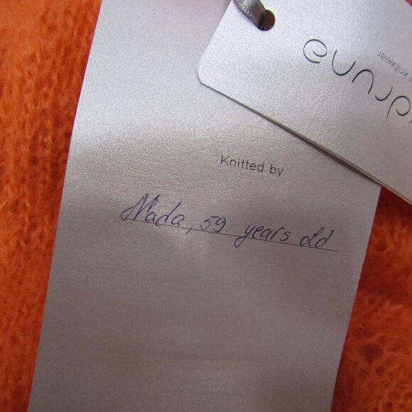 NEW MARIDRUNA Women's The Fiona Mohair Hand Knit Cardigan Sweater Size OS Orange - Picture 7 of 12